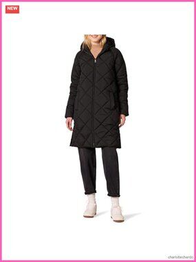 Women's Heavyweight Diamond Quilted Puffer Jacket Knee Length Winter Coat